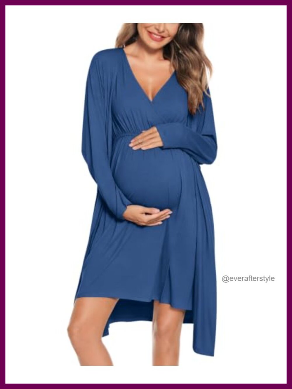 SWOMOG Maternity Nursing Gown Robe Set 3 in 1 Modal Sleepwear Breastfeeding